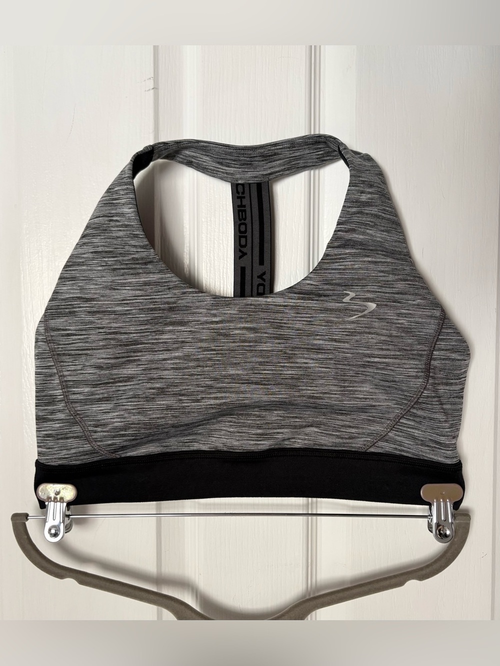 Beachbody Grey and Black Racerback Sports Bra
